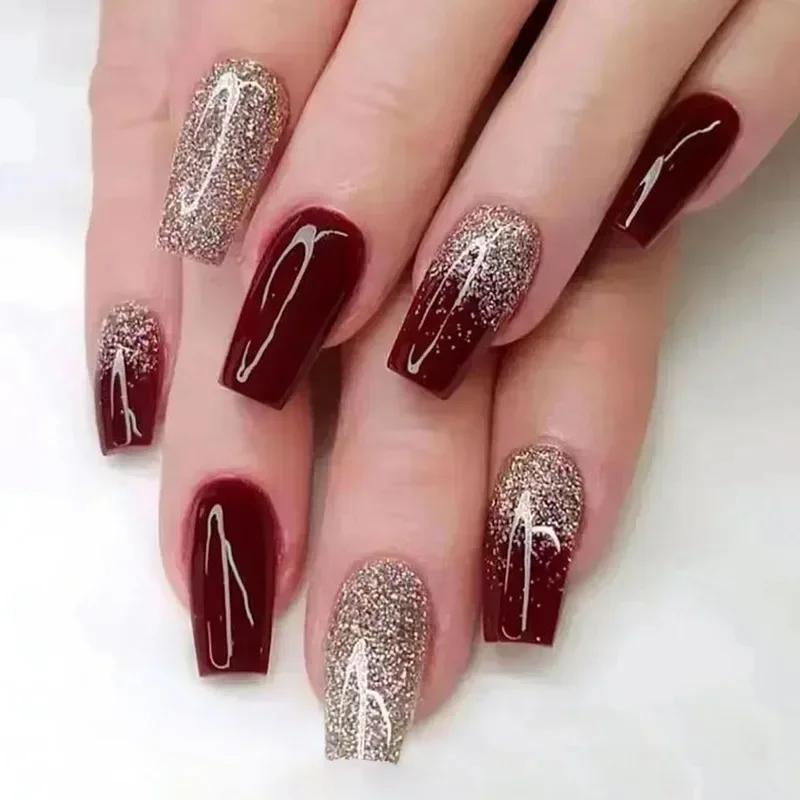 Set di 24 Unghie Balletto Corte Sfumate con Design Unghie Finte Semplici Bianche Unghie Finte a Bara Unghie Press-on Unghie Finte a Copertura Totale