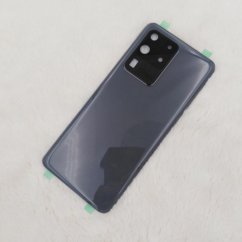 Back Battery Cover For Samsung Galaxy S20 Ultra S20U 5G SM-G988 Glass Rear Housing Replacement Parts With Camera Lens Frame