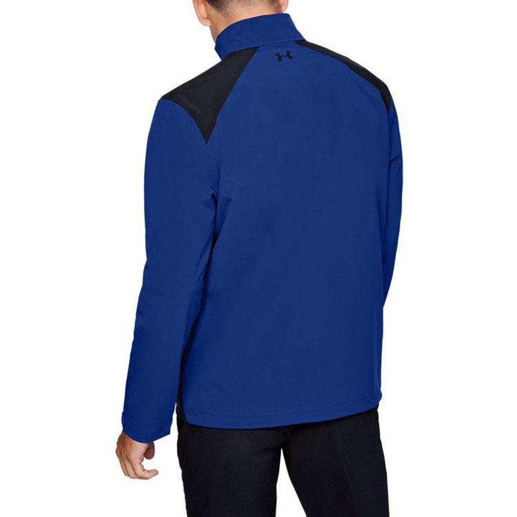 Under Armour Portrush Rain Logo Print Contrast Collar Jacket Men Jacket Blue 1352108-400