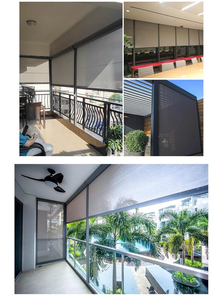 Smart Windproof Electric Roller Blind: Automatic Lifting, Light Blocking, Rainproof, Mosquito-Proof, Remote-Controlled Balcony Curtain.