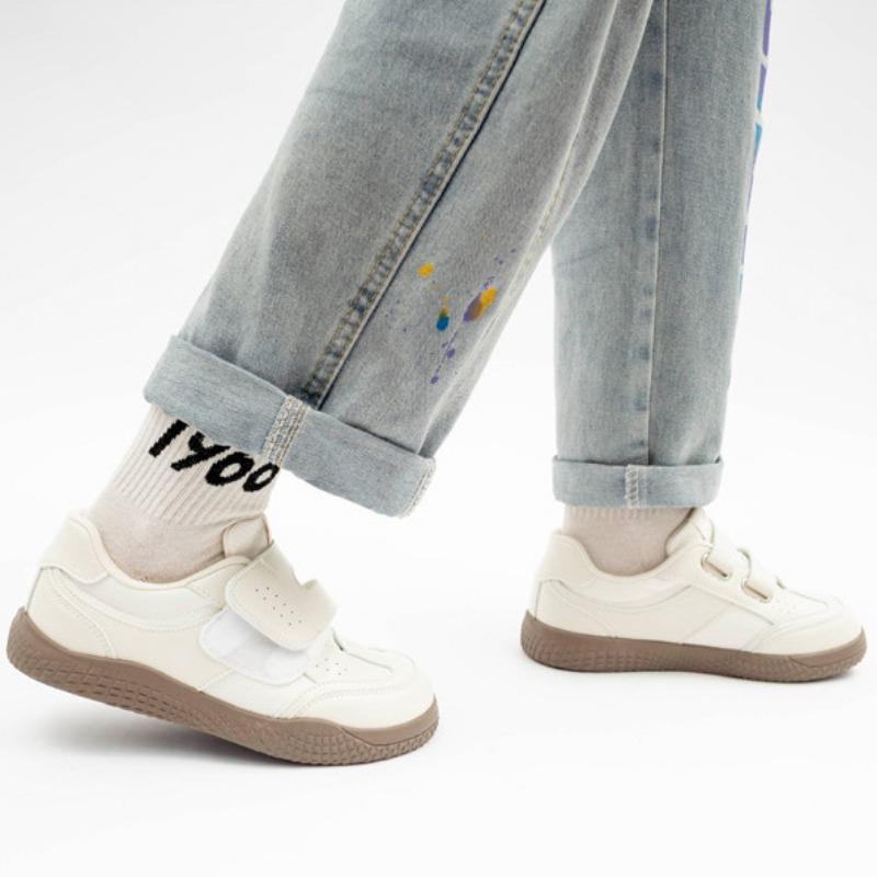 Velcro Thick-soled Women's Shoes All-match White Shoes Leather Panel Shoes Casual Fashion Sports Shoes