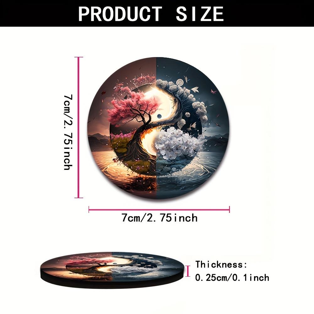 Oil Painting, Floral Printing, Coaster, Car Water Cup Mat, Car Cup Holder Mat, Thermal Insulation Mat, Used for Car Decoration