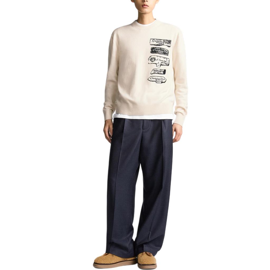DIOR Sweaters Men's White Crew Neck Moderate Other 513M663A2007-C089