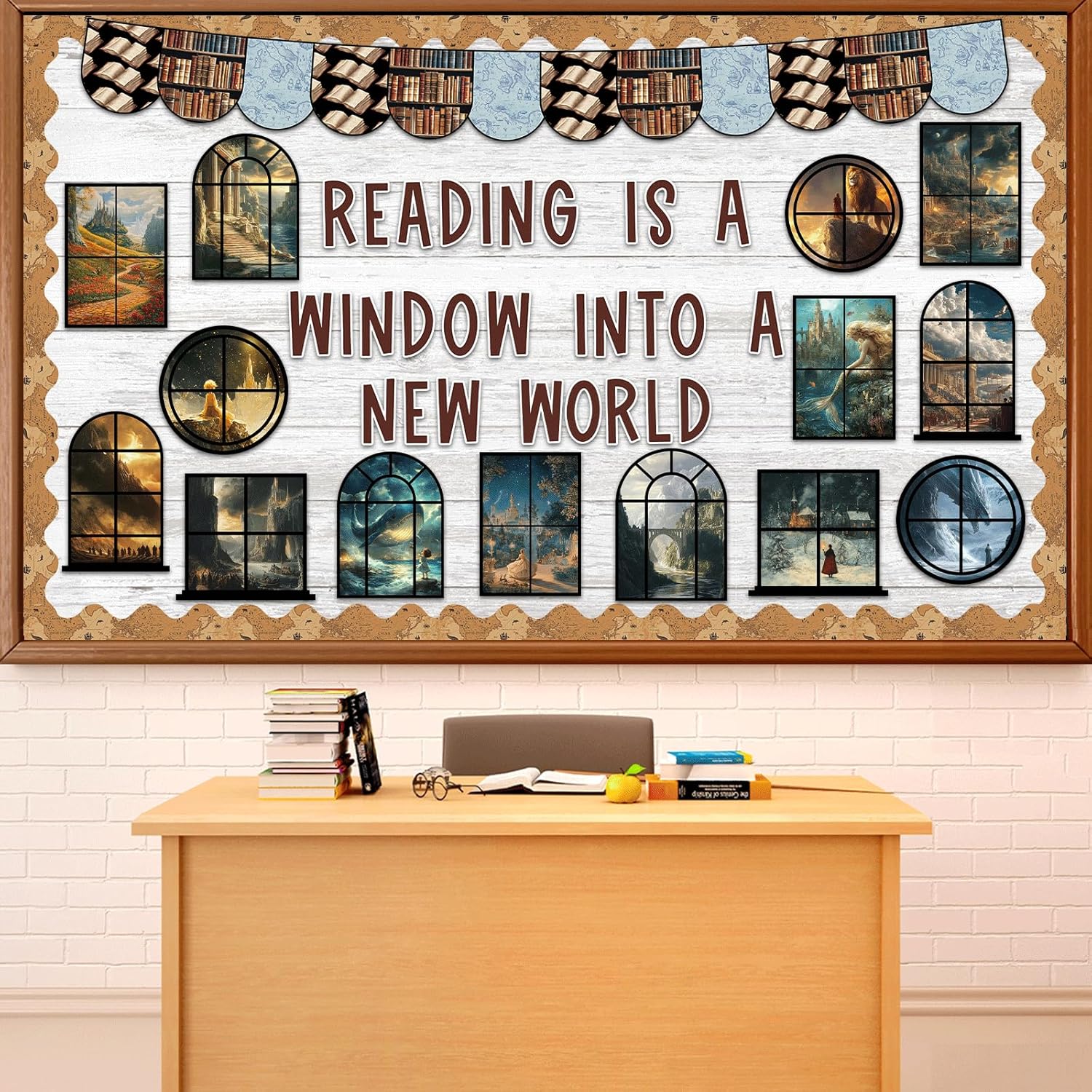 Reading Bulletin Board Set Positive Classroom Decorations Reading is A Window Into A New World Fairy Theme Cutouts for Back to School Library Home