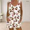 Damen Übergröße Weihnachts-Pudding-Print Ringträger Ärmelloses Tanktop Tasche Shorts Zweiteiliges Set