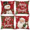 Christmas Theme Short Plush Pillow Cover Set Holiday Print Cushion Case for Living Room Sofa Home Decor 45x45cm