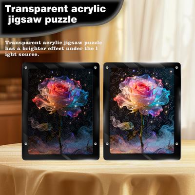 Colorful Starry Sky Rose Puzzle Decorative Painting Transparent Ornament Advanced Handmade Acrylic Puzzle