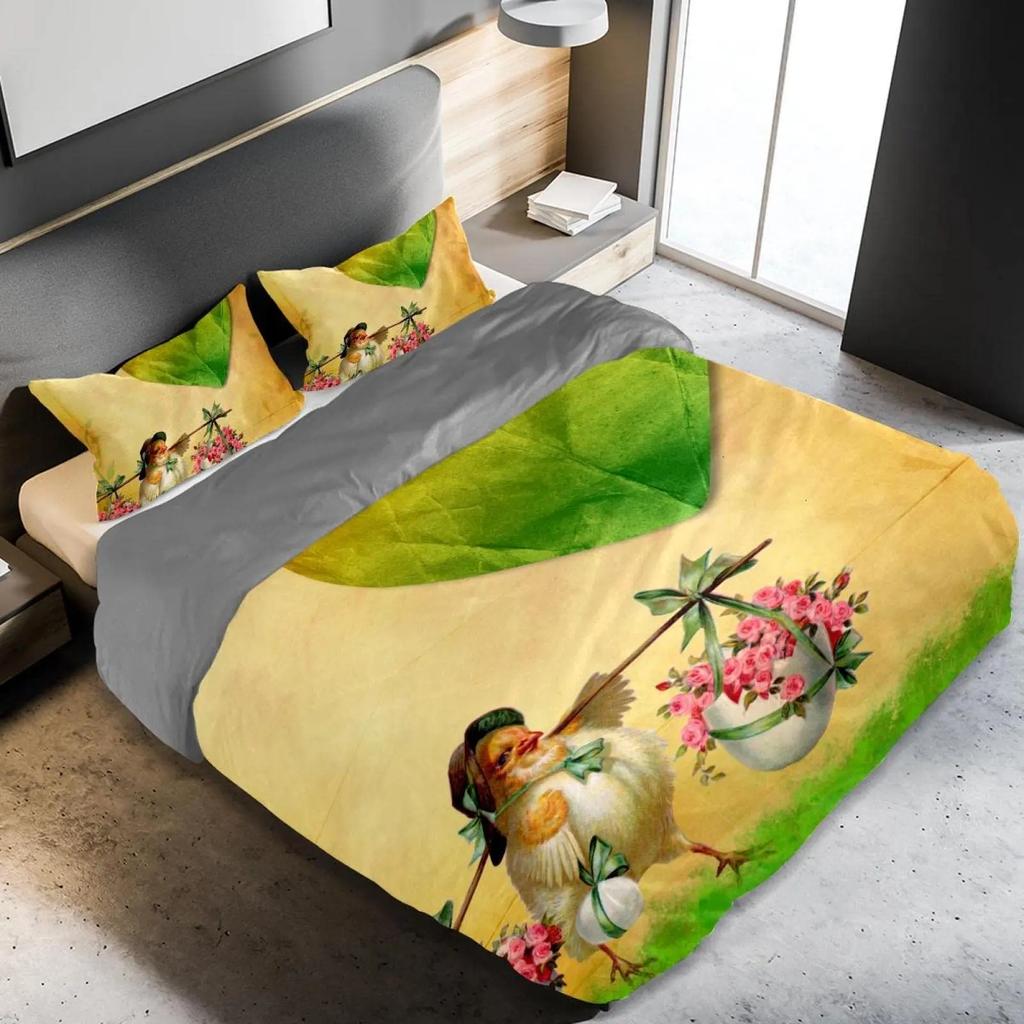 Chicken Duvet Cover King Queen Size Watercolor Rooster Bedding Set for Kids Teens Adults Farm Animal Polyester Comforter Cover