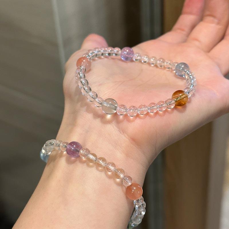 Sun stone amethyst beaded bracelet simple design crystal bracelet high-end fashion versatile jewelry