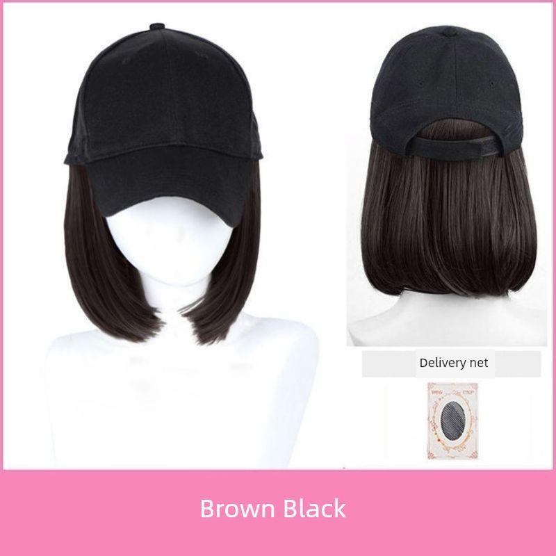 

Парик Шляпа Интегрированная Женская Модная Кепка с Козырьком Боб-стрижка Легче всего для Сочетания Интернет Хит Корейский Стиль Внутренняя Пряжка Короткие Волосы Солнцезащитная Бейсболка [Brown Black] Bobo Head + Hair Net