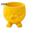Modern Home Decor Pot 3D Printed Cute Smile Plant Pots, Succulent Planters for Indoor Plants, Miniature Green Container Funny Small Flowerpot, Unique