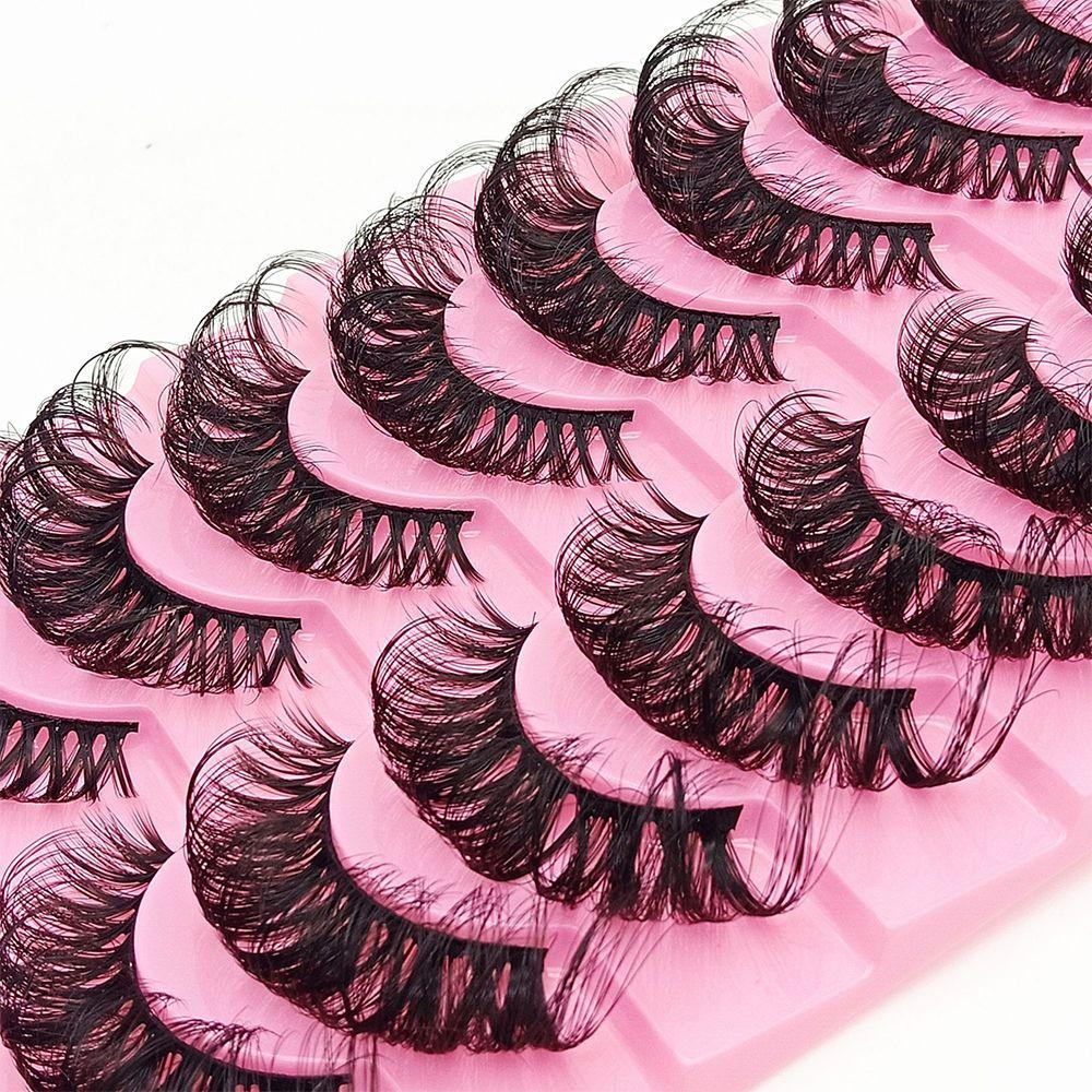 10 Pairs Eye Lashes Natural Long Wispy Volume False Eyelashes Russia Volume Faux Mink DD Curl