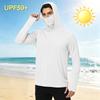 Herren Langarm Kapuzen-Outdoor-Hemd Leicht UV-Schutz Sonnenschutz Sportoberteil zum Wandern Laufen und für Freizeitkleidung