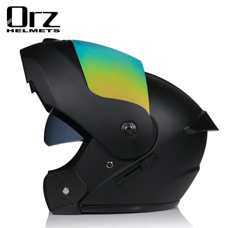 Dual Lens Flip-Up Full Face Motorcycle Helmet Men Women ABS Safety Gear Racing Street Riding