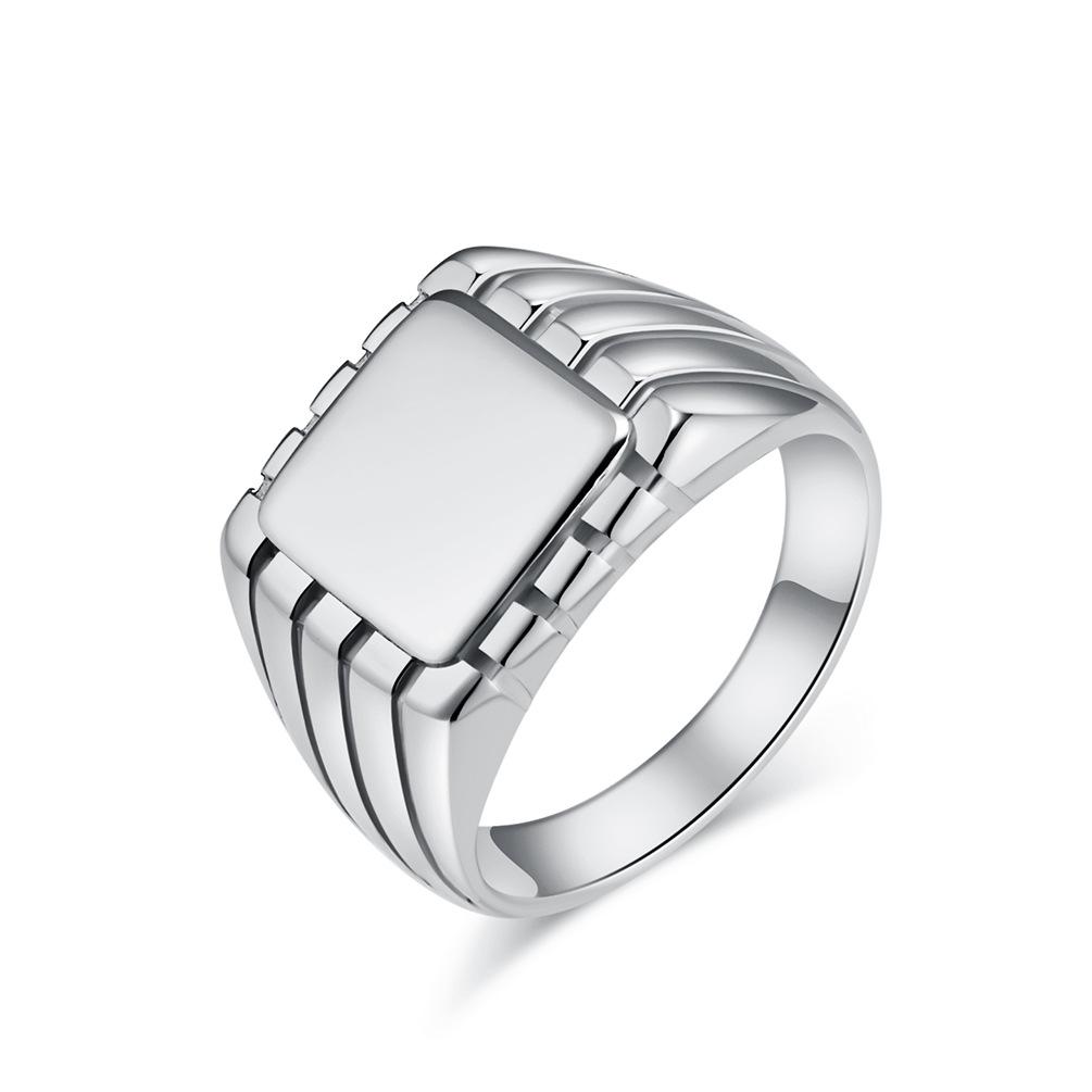 15mm Glossy Square Signet Ring for Men Stainless Steel Ring Waterproof Jewelry New