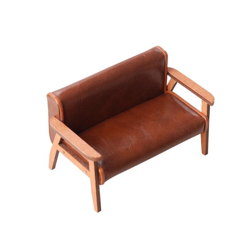 Miniature Leather Sofa Chair Model for Dollhouses Living Room Decoration 1 12 Scale Toy Accessories for Household Use