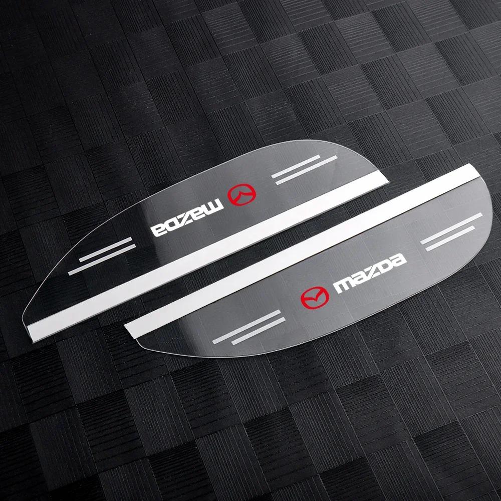 

2025 Hot 2pcs Car Rain Eyebrow Rearview Mirror Visor Carbon Fiber Texture Sticker For mazda Axela Atenza CX-3 CX-5 CX-8 MS Acces