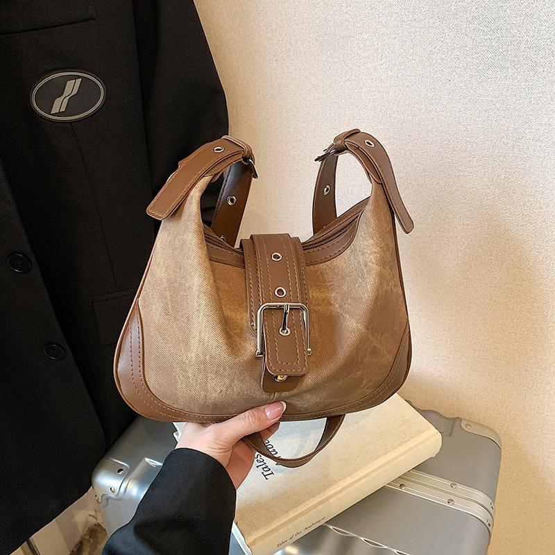 

Ретро повседневная сумка под мышкой 2025 весна новая сумка женская универсальная модная портативная сумка на плечо сумка-мессенджер хаки