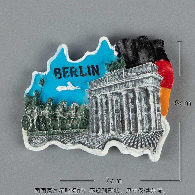 Deutscher Kühlschrankaufkleber Berlin Frankfurt Architektur Tourismus Souvenir Magnetaufkleber 3D dreidimensionale Luxemburg Mun