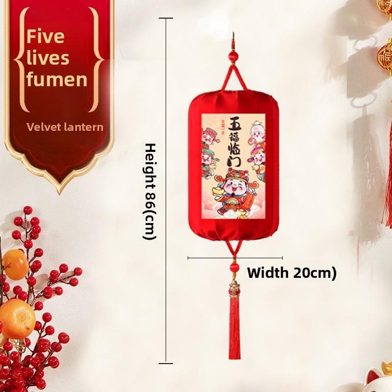Chinesische Neujahrs-Rotfilz-Laternen Mit Gestickten Zitaten Für Feiertags-Heimdekoration