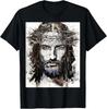 NEW LIMITED Vintage Art Face Of Jesus On A Cross With Crown Of Thorns T-Shirt