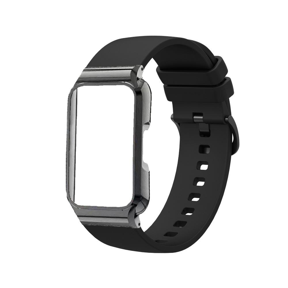 Silikonrem med metallskyddsfodral för Huawei Band 11 / Band 11 Pro Ersättningsarmband för Smartklocka
