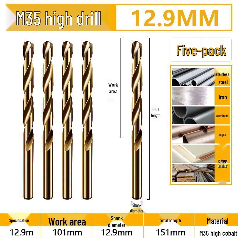 Burghiu elicoidal M35 Cobalt pentru tablă metalică din oțel inoxidabil de înaltă duritate.