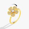 Simple Rotatable Small Flower Anti Stress Engagement Rings for Women Gold Color Adjustable Wedding Aesthetic Anxiety Relief Ring
