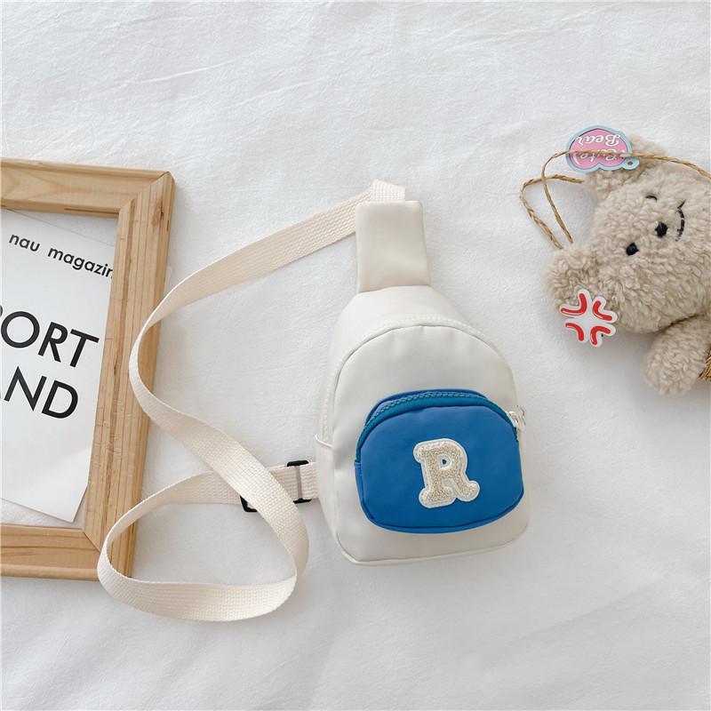 Trendy Children s Bag Versatile Boys Letter Slant Shoulder Small Chest Bag Colorful Blue