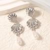 New Ocean Fashion Resort Style Alloy Scallop Imitation Pearl Water Drop Pendant Earrings, Simple and Versatile