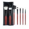7 Red Wood Handle Makeup Brush Set, Portable Loose Powder Brush Travel Bag, Complete Set of Makeup Tools for Beginners, Batch