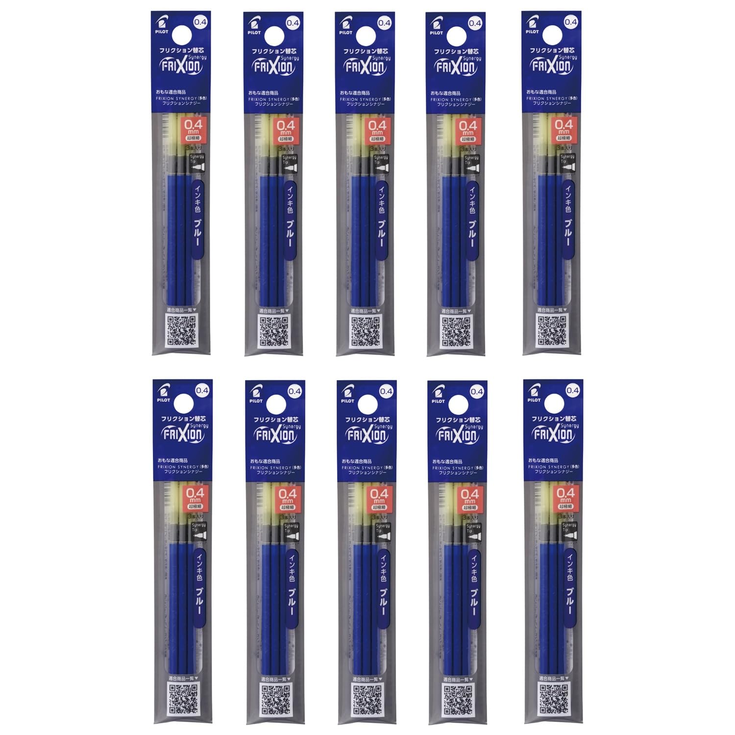 PILOT Frixion Ballpoint Pen Refill LFRF 3 refills per 10 packs total 0.4mm Blue, pack, (10LFRF243L) синий