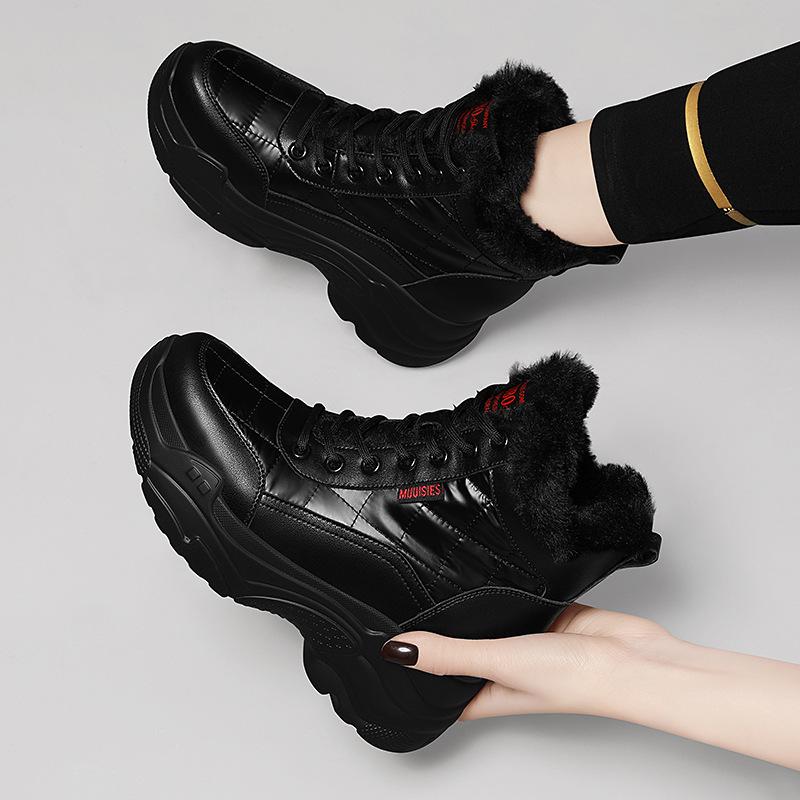 Sports snow boots women s new winter velvet thickened fur integrated height 34