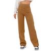 2024 Women's High-Waist Casual Straight Pants with Elastic Belt & Multiple Pockets