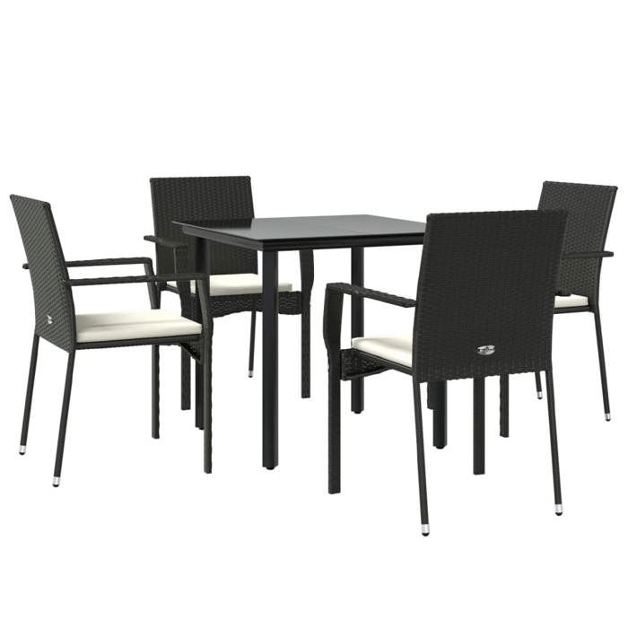 VidaXL Mobilier à dîner de jardin et coussins 5pcs Noir Résine tressée 3185132