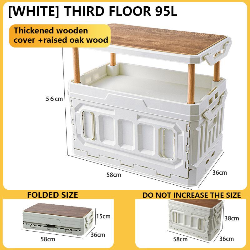 Outdoor Camping Storage Box With Raised Top, Large Capacity Picnic Folding Storage Box, Car Backup Organizer