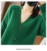 Women's Pure Wool Solid Color Cashmere Cardigan Sweater - V Neck Autumn/Winter Knitwear