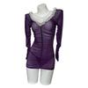 Seductive Lace Trim Bodycon Nightgown Set - Deep V, See-Through, Removable Temptation Style