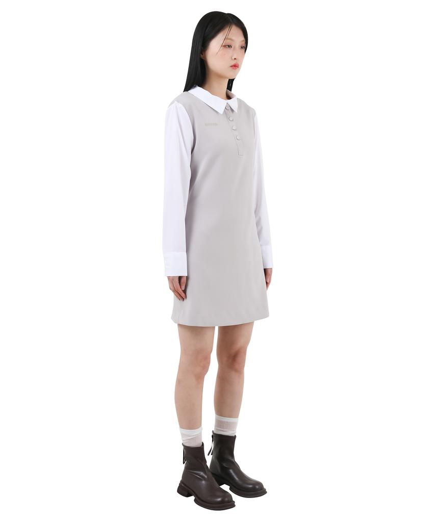 Catharsis Contrast Corset Collar Dress Beige One Size