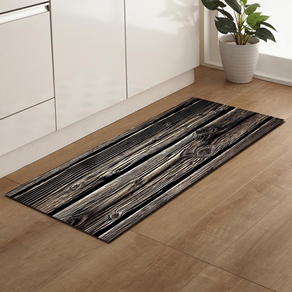 Wood Grain Household Door Mat Kitchen Absorbent Strip Bathroom Non-Slip Floor Mat Living Room Bedroom Carpet