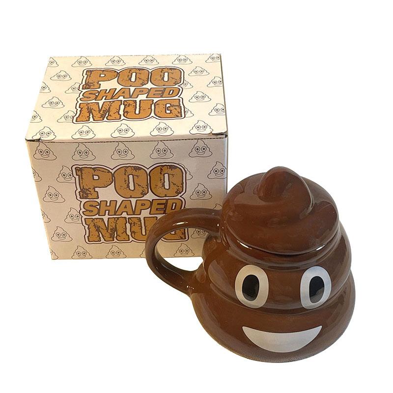 500ml Lustige Kacktasse Neuheit Keramiktasse mit Deckel Braune Kackförmige Kaffeetasse Urkomisches Trinkgeschirr Tasse Ideale Geschenke für Freunde