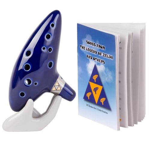 Deekec Songbook Display and 12-Hole Alto C Ocarina Legend of Zelda with Protective Bag Stand, Blue