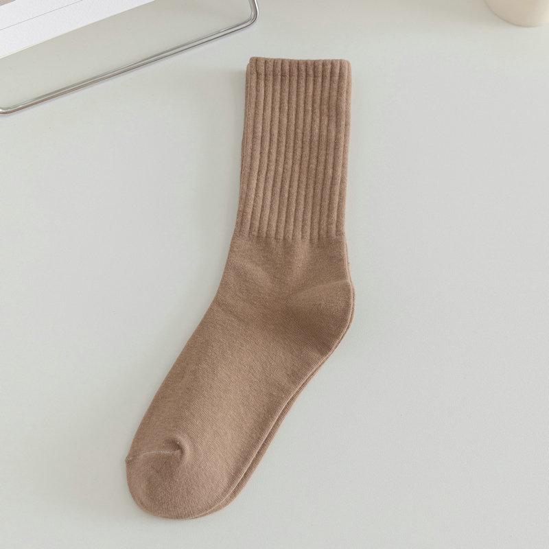 Loafers and Socks, Children's Spring and Autumn Mid-calf Solid Color Socks, Long Calf Socks, Pile Socks, Women's Long Socks