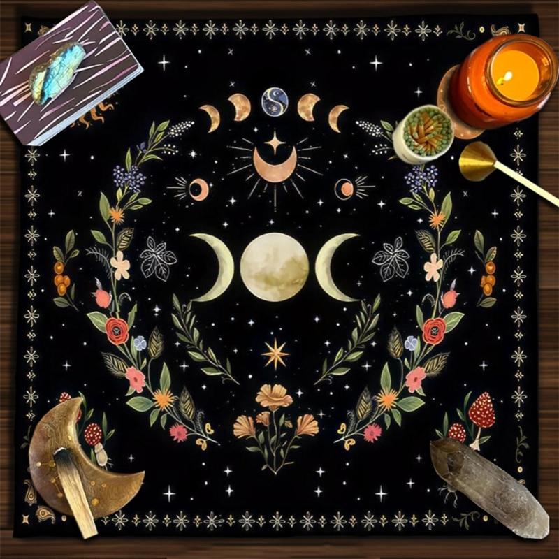 Divinations Tablecloth Moonphases Flower Astrologys Tarot Cards Tablecloth Altars Cloth Divinations Game Accessories
