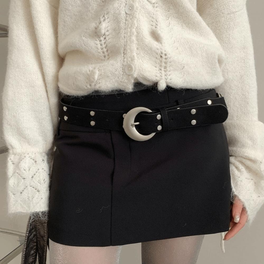 Suede Western Style Cowboy Belt Metal Ethnic Style Waistband Personality Rivet Belts  Women чёрный