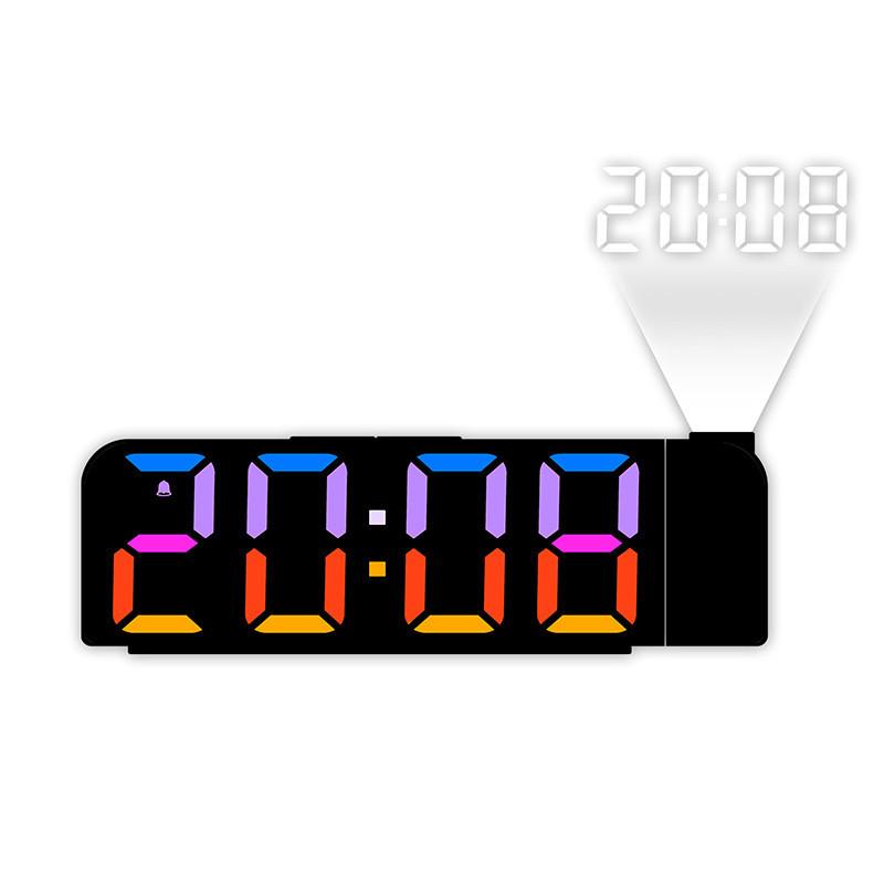 Digital Led Alarm Clock With Rgb Color Projection For Bedroom Decor