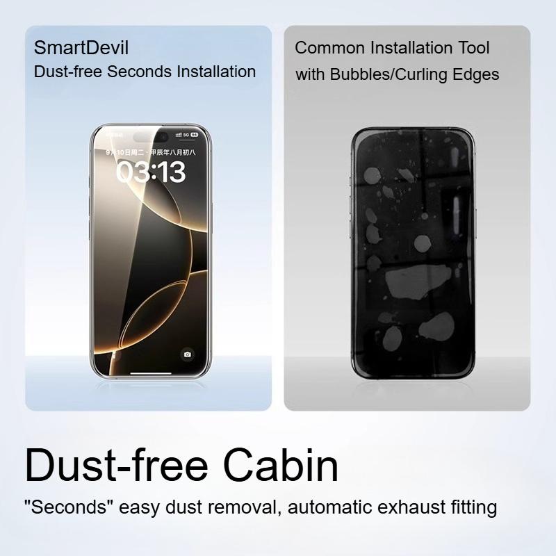 SmartDevil 1/2 Stück Staubfreie Gehärtete Glasfolie für iPhone 16 Pro Max 15 Pro 16e 14 13 HD Klarer Displayschutz Anti-Fingerabdruck 1