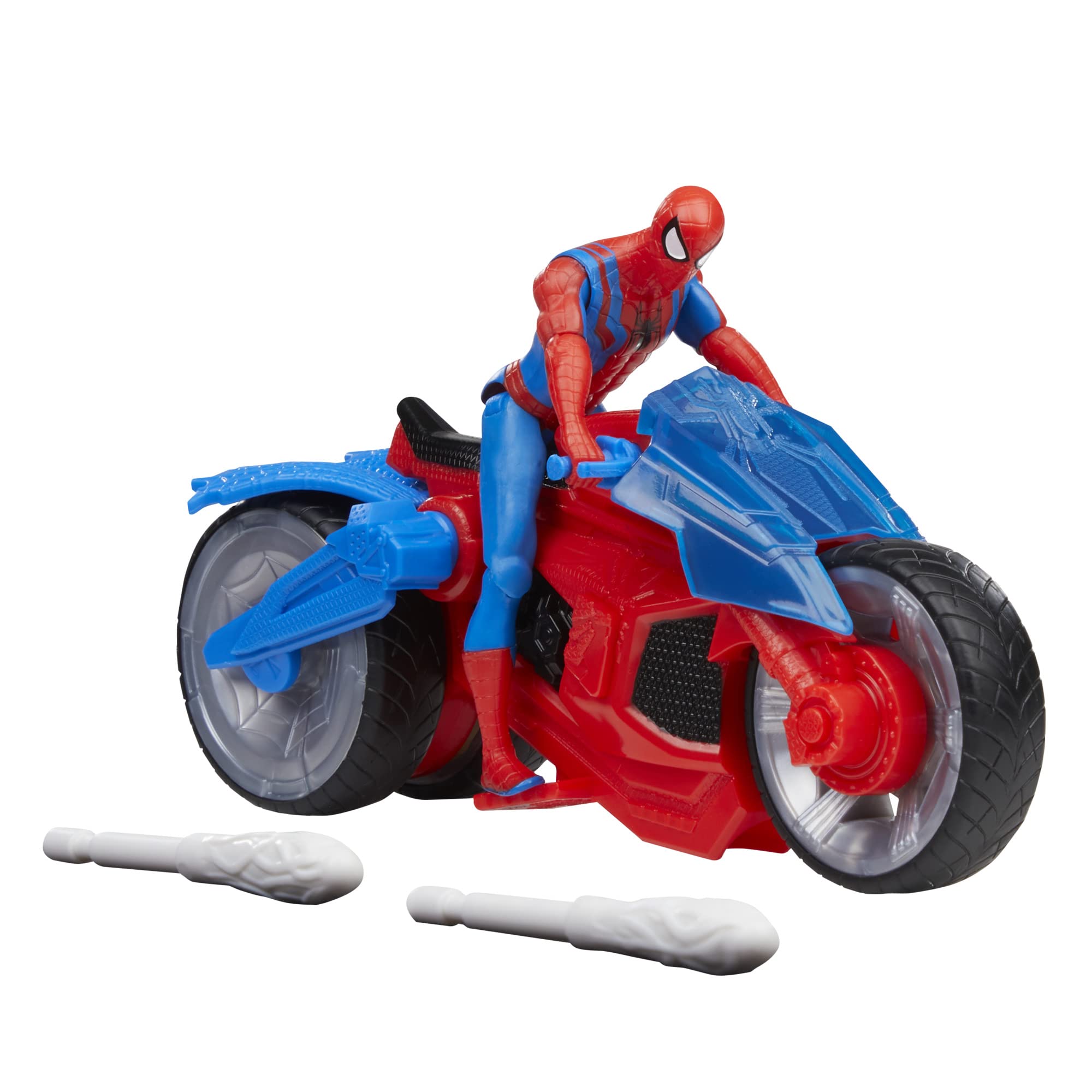 

Hasbro Marvel Spider-Man Web Blast Cycle, 4-inch (10cm) Action Figure, Vehicle, and 2 Projectiles, Kids Playset, Ages 4 and Up, F6899, Authentic