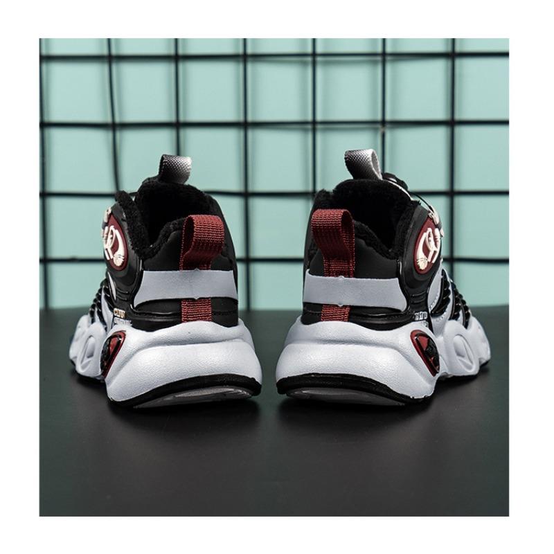 Boys' Shoes Autumn and Winter New Two Cotton Plus Fleece Warm Children's Sports Shoes Rotating Buttons Large Children's Basketball Shoes
