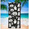 Black & White Bat Print Beach Towel, Microfiber Sand Free Quick Dry, Gothic Halloween Pattern, Soft Absorbent for Summer & Pool